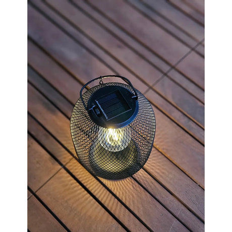 Solarleuchte Metall Gartenleuchte Gartenbeleuchtung warm weiß schwarz LED Leuchte - Hängeleuchte