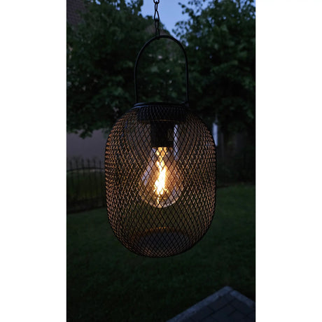 Solarleuchte Metall Gartenleuchte Gartenbeleuchtung warm weiß schwarz LED Leuchte - Hängeleuchte
