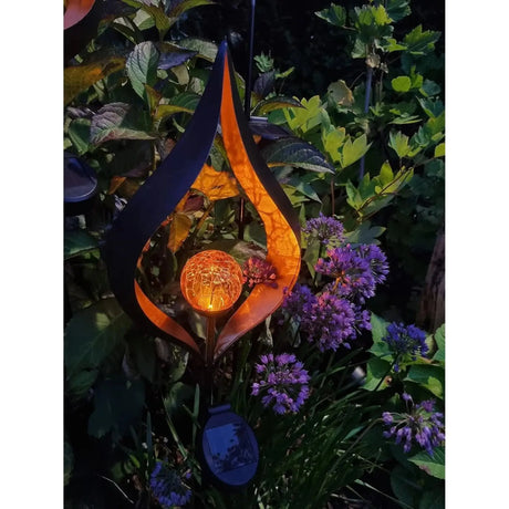 Solarleuchte SKY Solar Solarlampe schwarz Metall Höhe 90 cm Flamme - Solarleuchte
