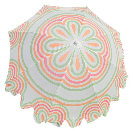 Sonnenschirm Strandschirm UV 30+ Balkonschirm grün blau Kreise Streifen - Sonnenschirm