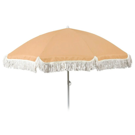 Sonnenschirm UV-Schutz 30+ Strandschirm mit Fransen Balkonschirm Schirm Ø 155 cm Sonnengelb - Sonnenschirm