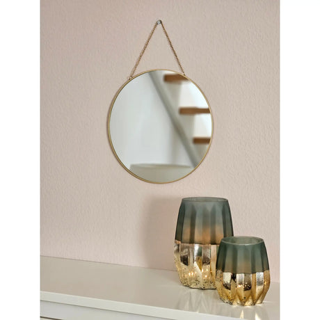 Spiegel rund Wandspiegel Schminkspiegel runder Dekospiegel Metall GOLD Ø 30 cm - Wandspiegel
