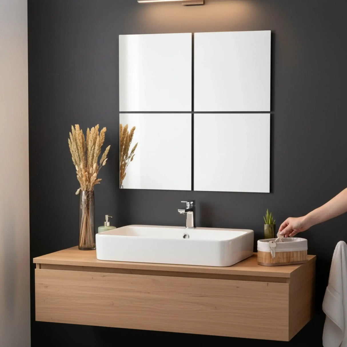 Spiegel Wandspiegel Sechseckig 6er Set Spiegelfliesen SELBSTKLEBEND 30x30 cm - Wandspiegel