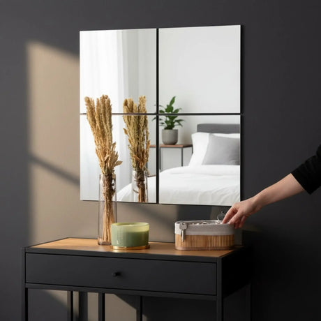 Spiegel Wandspiegel Sechseckig 6er Set Spiegelfliesen SELBSTKLEBEND 30x30 cm - Wandspiegel