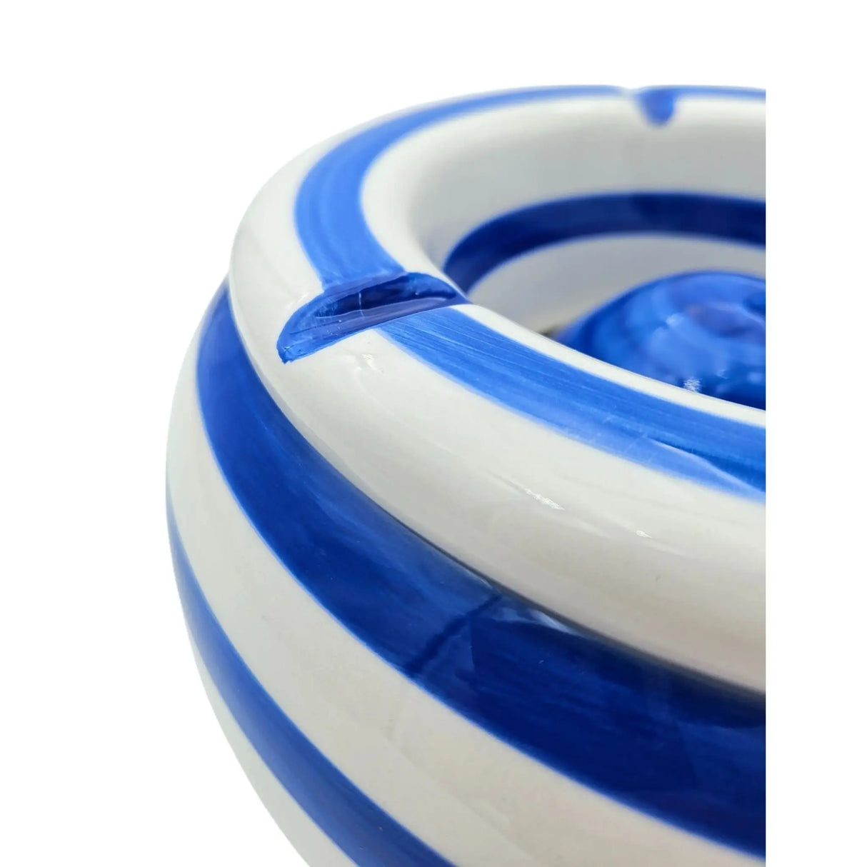 Sturmaschenbecher Mykonos M / XXL 23 cm Maritim blau weiß Aschenbecher gestreift - Aschenbecher