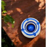 Sturmaschenbecher Mykonos M / XXL 23 cm Maritim blau weiß Aschenbecher gestreift - Aschenbecher