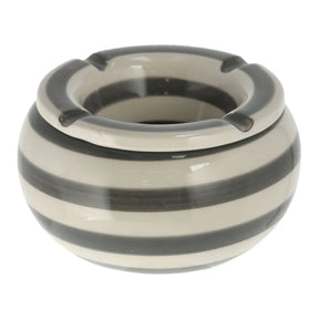 Sturmaschenbecher Mykonos M / XXL 23 cm Maritim grau weiß Aschenbecher gestreift - M 13 cm - Aschenbecher