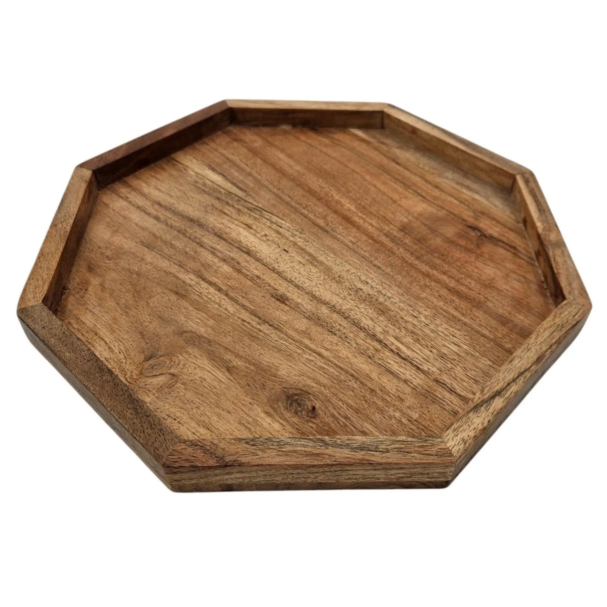 Tablett Dekotablett Achteckig Akazie 25 cm Holztablett Modern Kerzentablett - Dekotablett