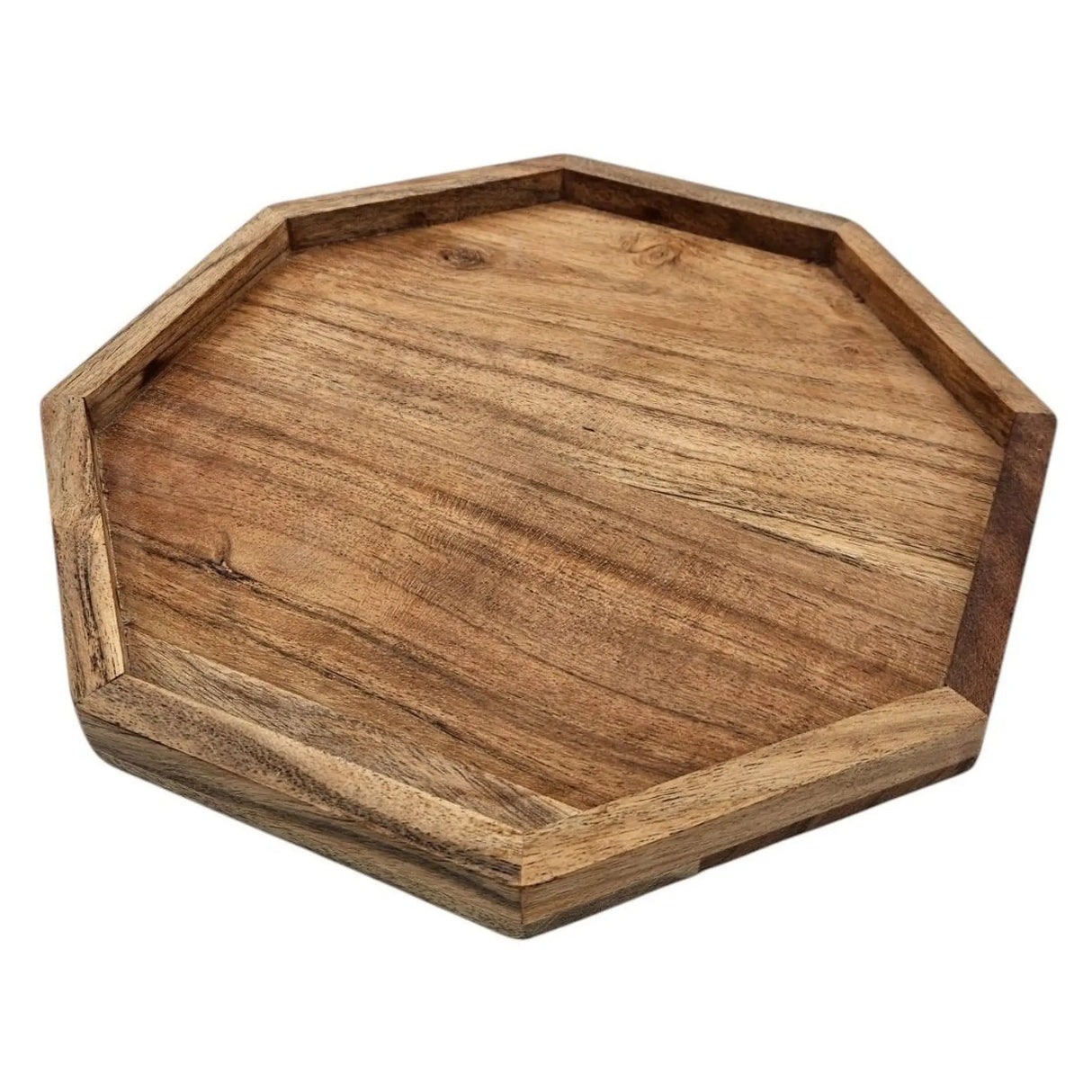 Tablett Dekotablett Achteckig Akazie 25 cm Holztablett Modern Kerzentablett - Dekotablett