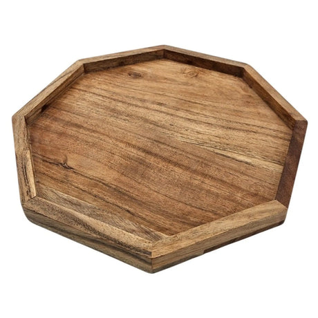 Tablett Dekotablett Achteckig Akazie 25 cm Holztablett Modern Kerzentablett - Dekotablett