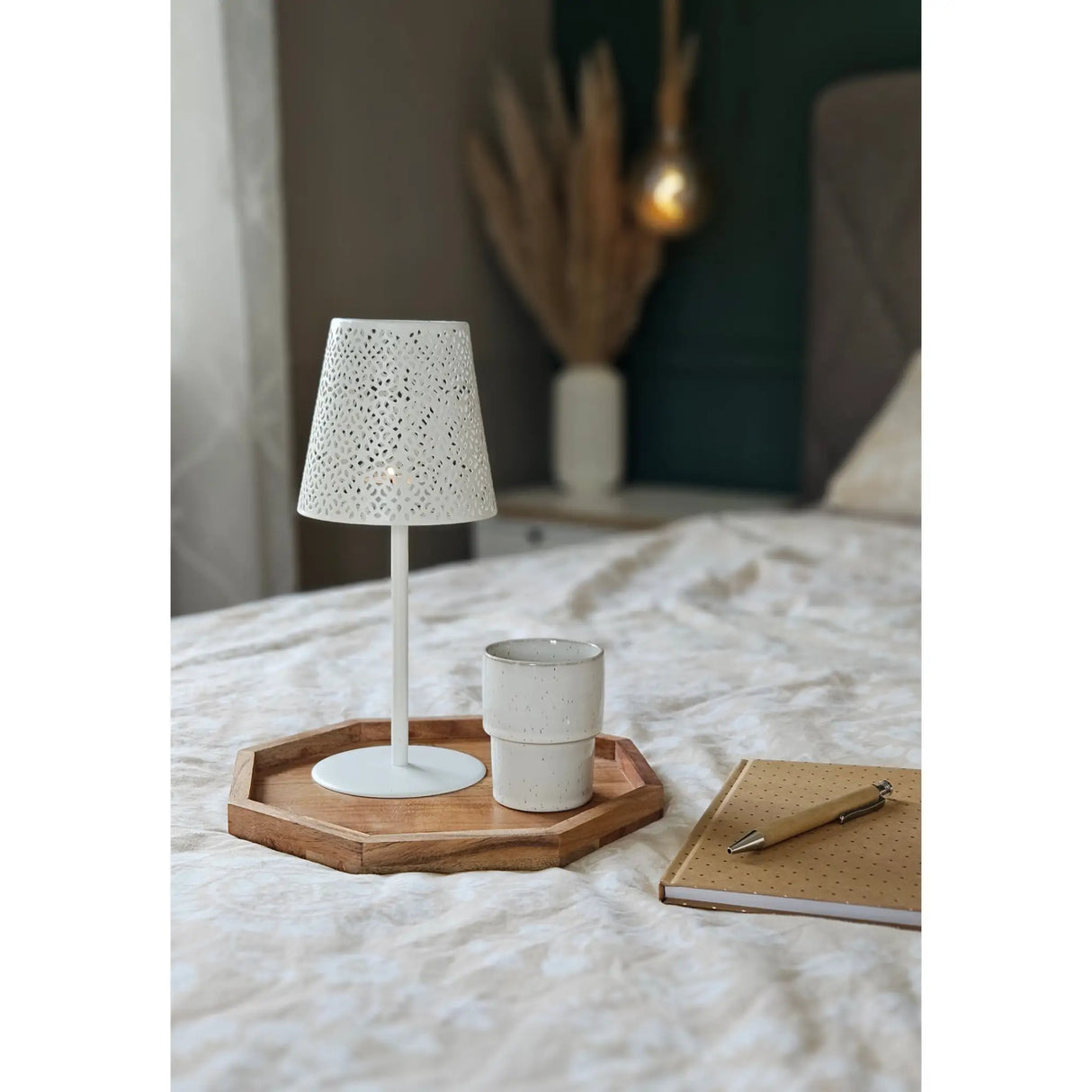 Tablett Dekotablett Achteckig Akazie 25 cm Holztablett Modern Kerzentablett - Dekotablett