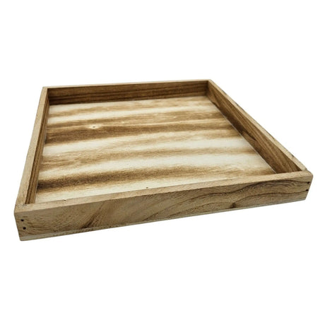 Tablett Holztablett 26x26 braun Natur Dekotablett rechteckig Kerzentablett - L 25x25x3 cm - Dekotablett