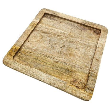 Tablett Mangoholz Holztablett Mango Holz Teller Deko braun hellbraun 24x24 cm - Holztablett