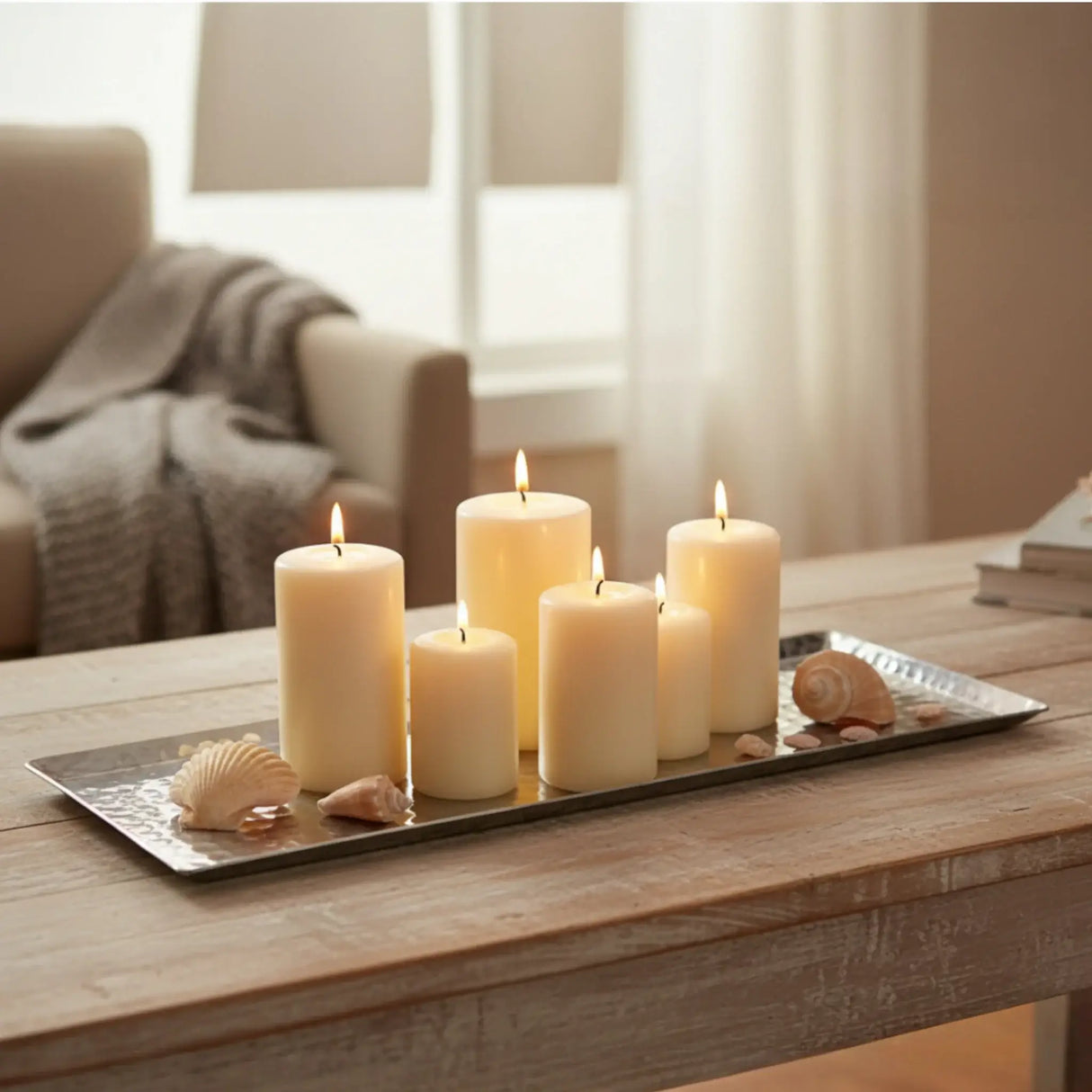 Dekotablett Hammerschlag Kerzentablett maritim