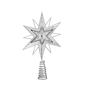 Tannenbaumspitze silber 20x13 cm Weihnachtsbaumspitze Christbaumspitze - Tannenbaumspitze