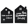 Teelichthalter Haus schwarz 2er Set Kerzenhalter Metall Zuhause Sprüche - Teelichthalter