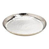 Teller silber Metallteller Deko Schale Hammerschlag Kerzenteller rund 37 cm - Dekoteller