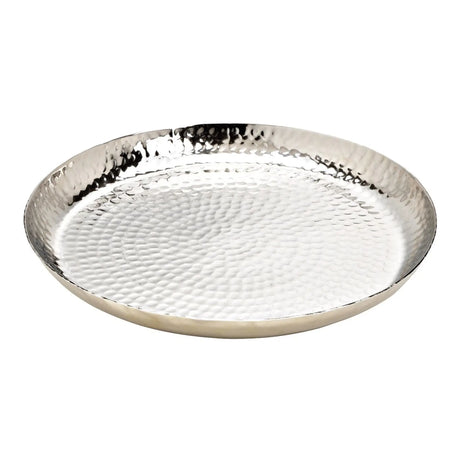 Teller silber Metallteller Deko Schale Hammerschlag Kerzenteller rund 37 cm - Dekoteller