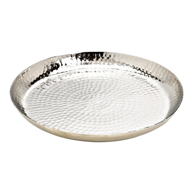 Teller silber Metallteller Deko Schale Hammerschlag Kerzenteller rund 37 cm - Dekoteller