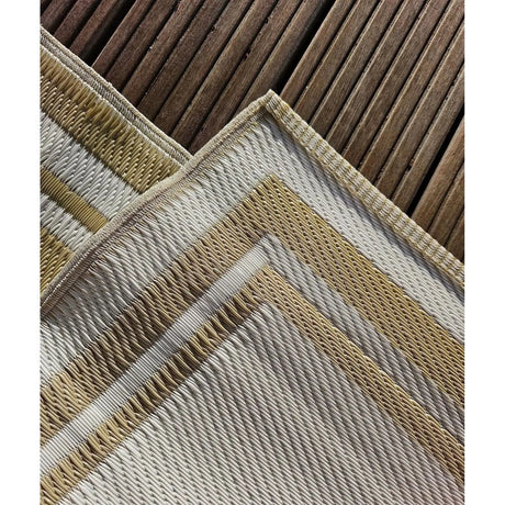 Teppich Outdoor Balkonteppich außen Balkon Terrasse beige weiß 150 x 90 cm - Balkonteppich