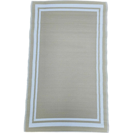 Teppich Outdoor Balkonteppich außen Balkon Terrasse beige weiß 150 x 90 cm - Balkonteppich