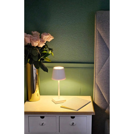 Tischleuchte Touch dimmbar LED Lampe Leuchte weiß silber kabellos Höhe 26 cm - Leuchte Touch