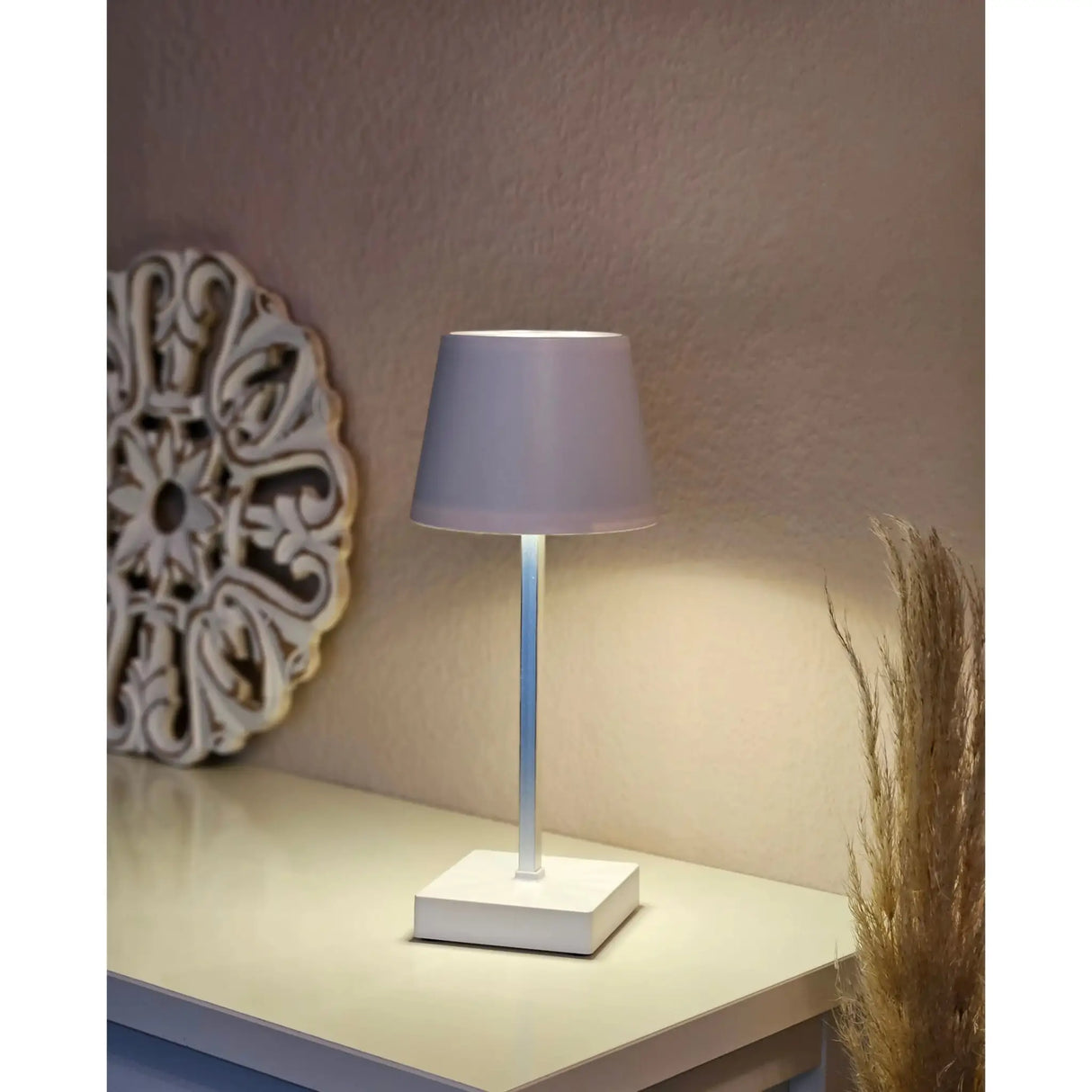 Tischleuchte Touch dimmbar LED Lampe Leuchte weiß silber kabellos Höhe 26 cm - Leuchte Touch