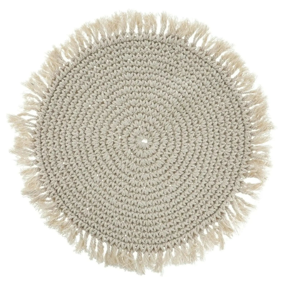 Tischset Makramee Platzset Tischdeko Untersetzer rund boho Deko creme 38 cm - Platzset