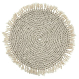 Tischset Makramee Platzset Tischdeko Untersetzer rund boho Deko creme 38 cm - Platzset