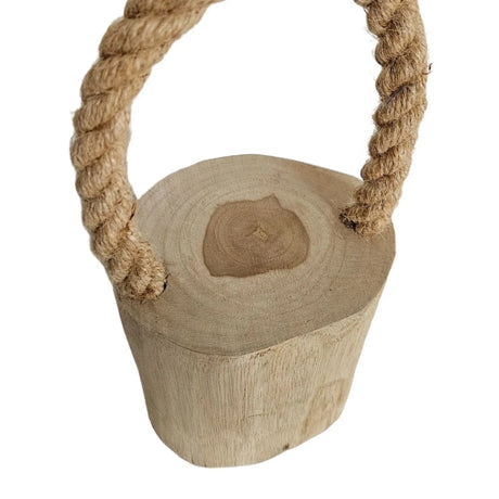 Türstopper Teakholz Boden Türpuffer Holzstamm Holz Kordelgriff Natur Ø 13 cm - Türstopper Holz