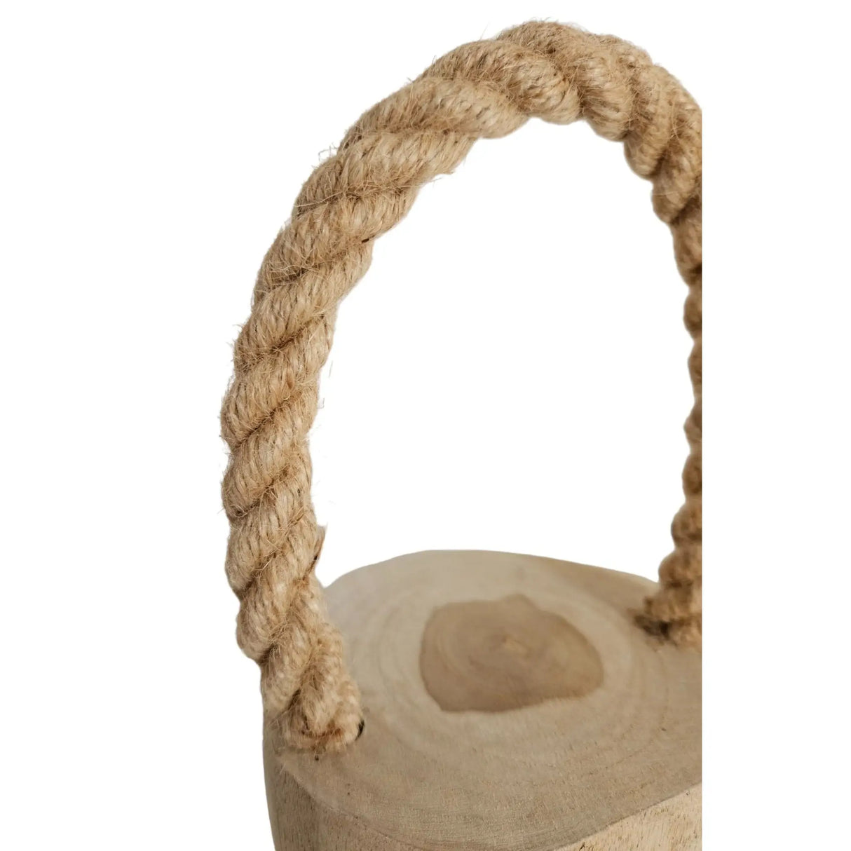 Türstopper Teakholz Boden Türpuffer Holzstamm Holz Kordelgriff Natur Ø 13 cm - Türstopper Holz