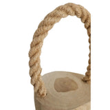 Türstopper Teakholz Boden Türpuffer Holzstamm Holz Kordelgriff Natur Ø 13 cm - Türstopper Holz