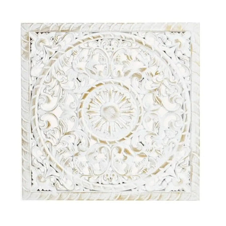 Wandbild Holzbild Ornament weiß gold 40x40 cm Landhaus Mandala shabby - Holz Ornament