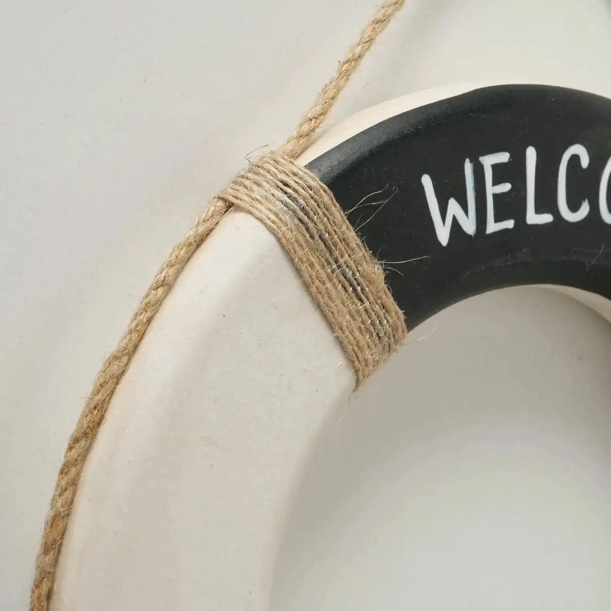 Wandbild Rettungsring Maritim schwarz 20 cm Holz Wanddeko Jute Deko Küs - Rettungsring Maritim