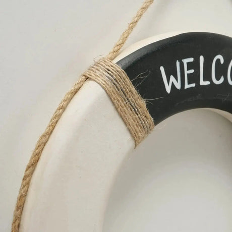 Wandbild Rettungsring Maritim schwarz 20 cm Holz Wanddeko Jute Deko Küs - Rettungsring Maritim