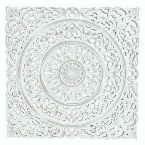 Wandornament Holz weiß 55x55 cm shabby Landhaus Ornament Holzornament Holzbild - Wandornament