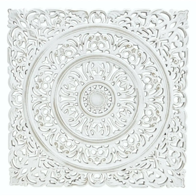 Wandornament Holz weiß 55x55 cm shabby Landhaus Ornament Holzornament Holzbild - Wandornament