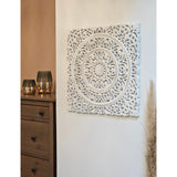 Wandornament Holz weiß 55x55 cm shabby Landhaus Ornament Holzornament Holzbild - Wandornament