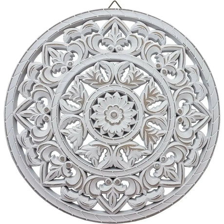 Wandornament weiß shabby Ornament Wanddeko Holzbild Holzornament Ø 45 cm - Wandornament