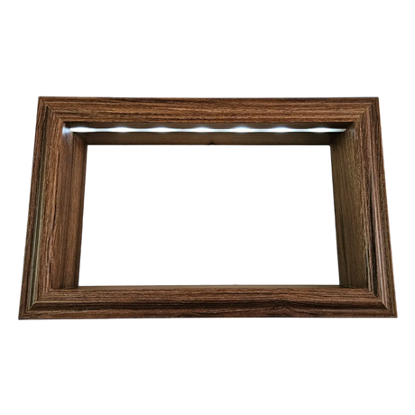 Wandregal Holzregal Dekoregal Modern mit LED 40x25 cm braun Bilderrahmen - Wandregal