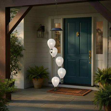 Windspiel Luftballon Heißluftballon LED Solar Lichterkette Gartenbeleuchtung warmweiß - Solarleuchte
